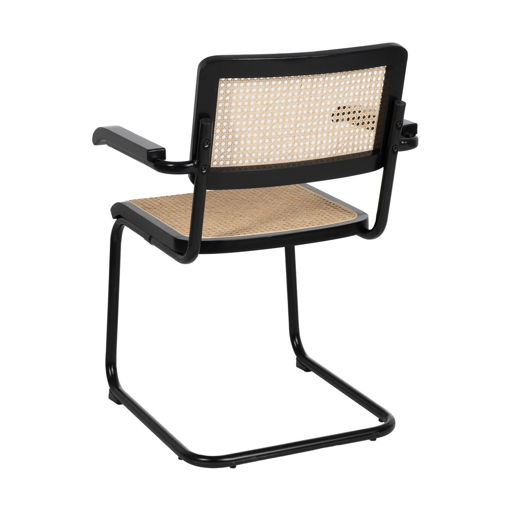 BLACK-NATURAL WOOD-RATTAN LIVING ROOM CHAIR 61.50 X 53 X 82.50 CM