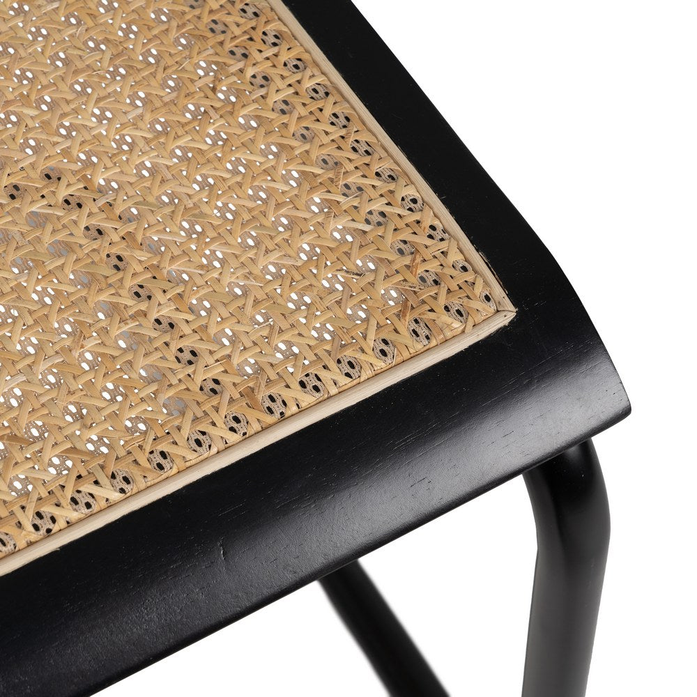 BLACK-NATURAL WOOD-RATTAN LIVING ROOM CHAIR 61.50 X 53 X 82.50 CM