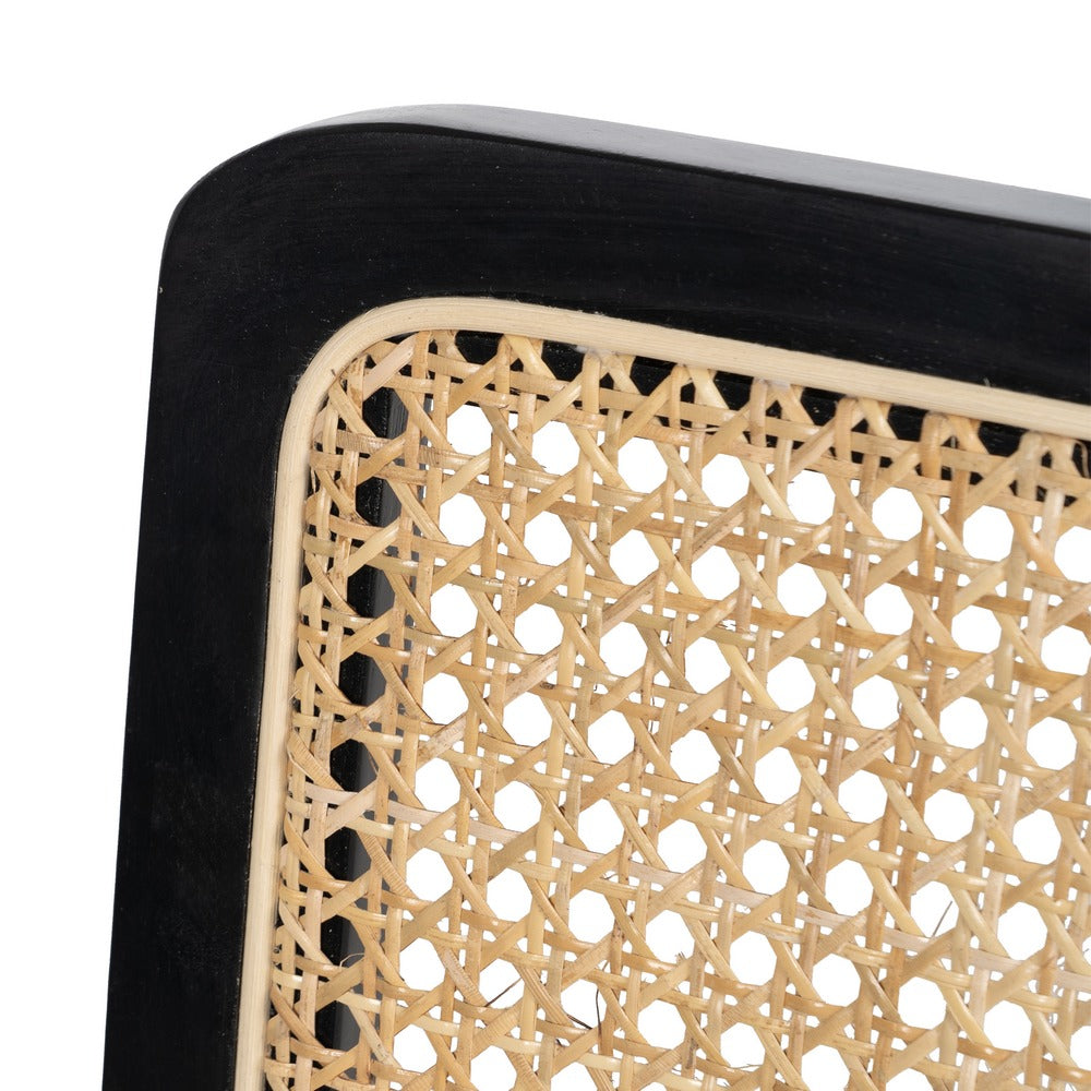 BLACK-NATURAL WOOD-RATTAN LIVING ROOM CHAIR 61.50 X 53 X 82.50 CM