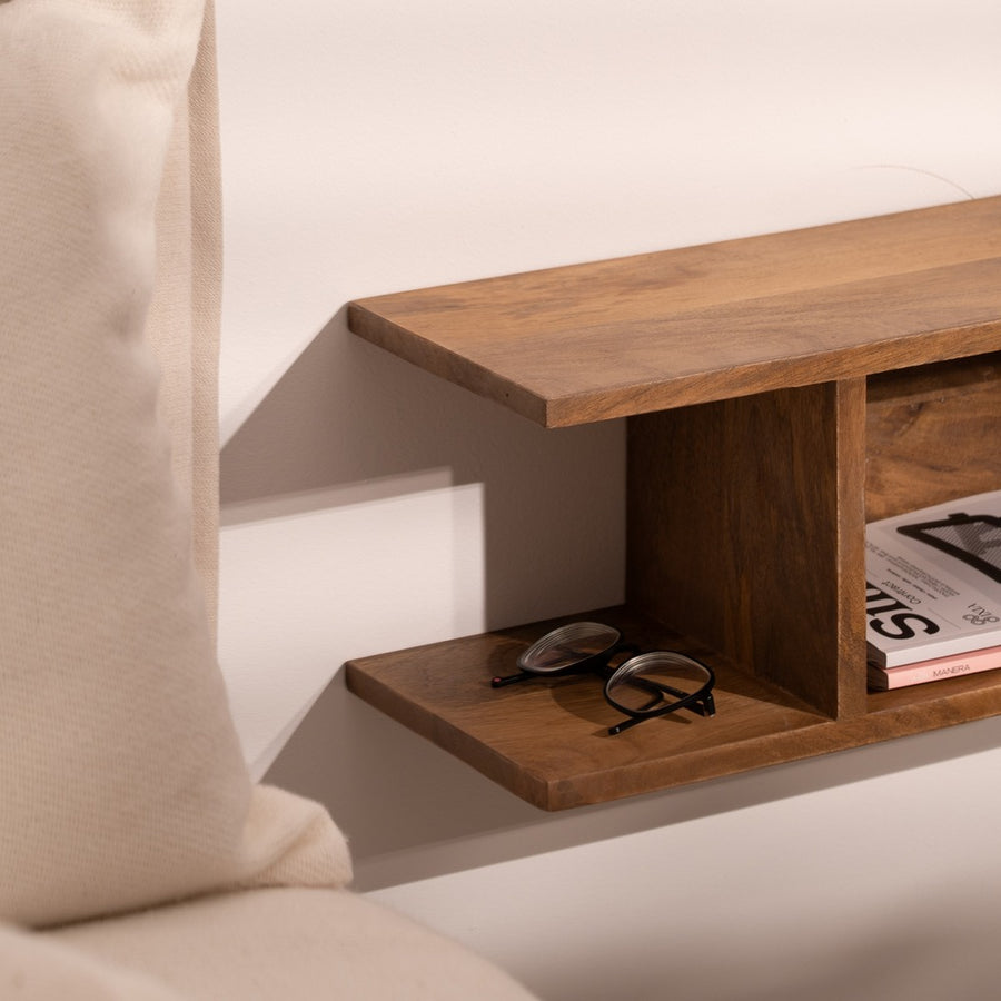 MESITA FLOTANTE MIEL MADERA DE MANGO 45 X 20 X 20 CM