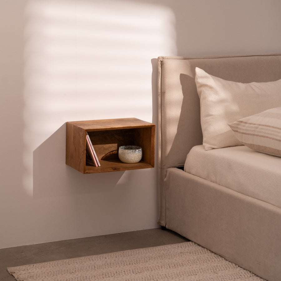 MESITA FLOTANTE MIEL MADERA DE MANGO 40,50 X 25 X 23 CM