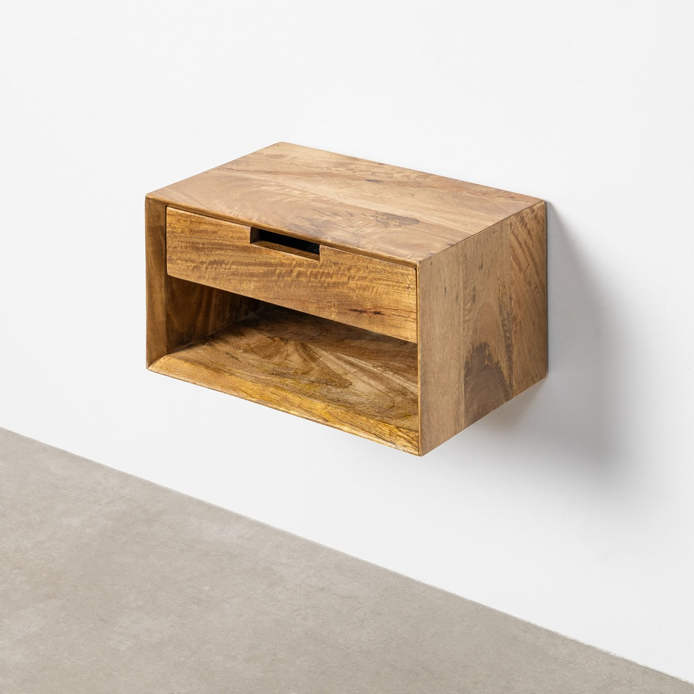 MESITA FLOTANTE MIEL MADERA DE MANGO 40 X 25 X 23 CM