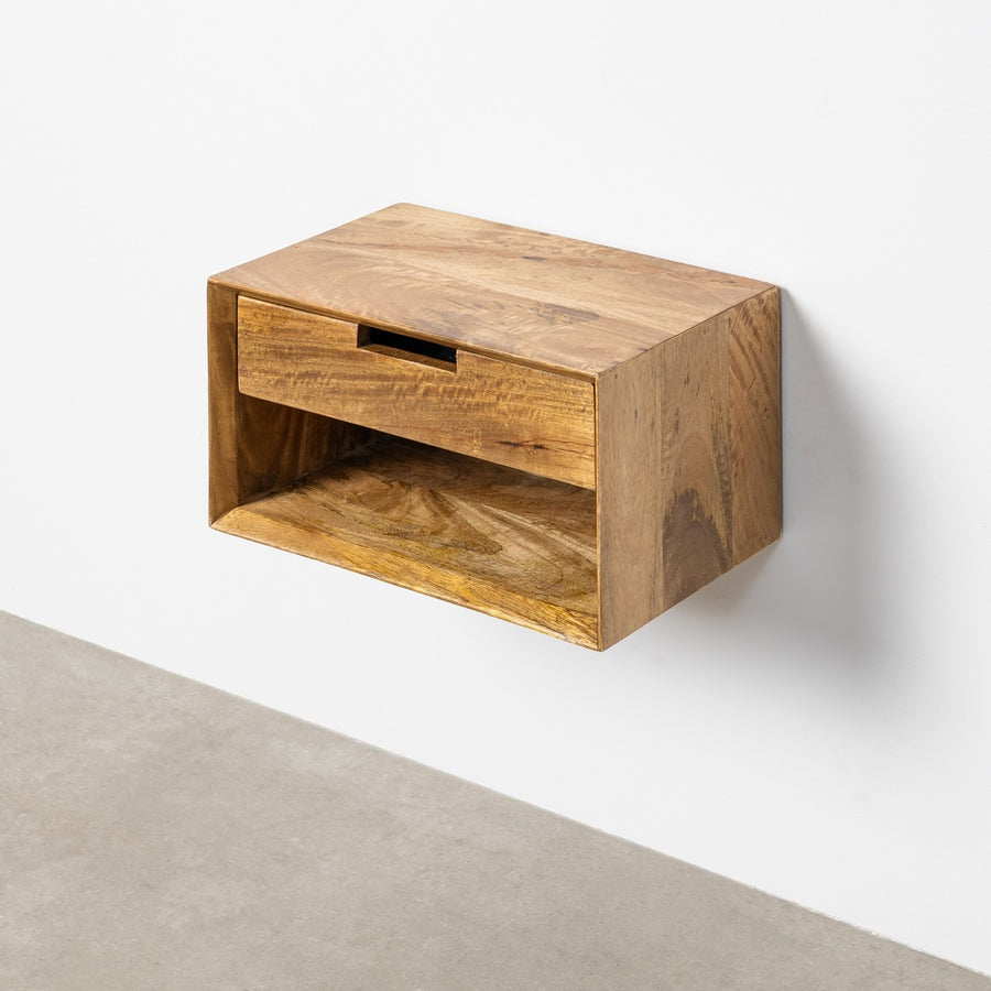 MESITA FLOTANTE MIEL MADERA DE MANGO 40 X 25 X 23 CM