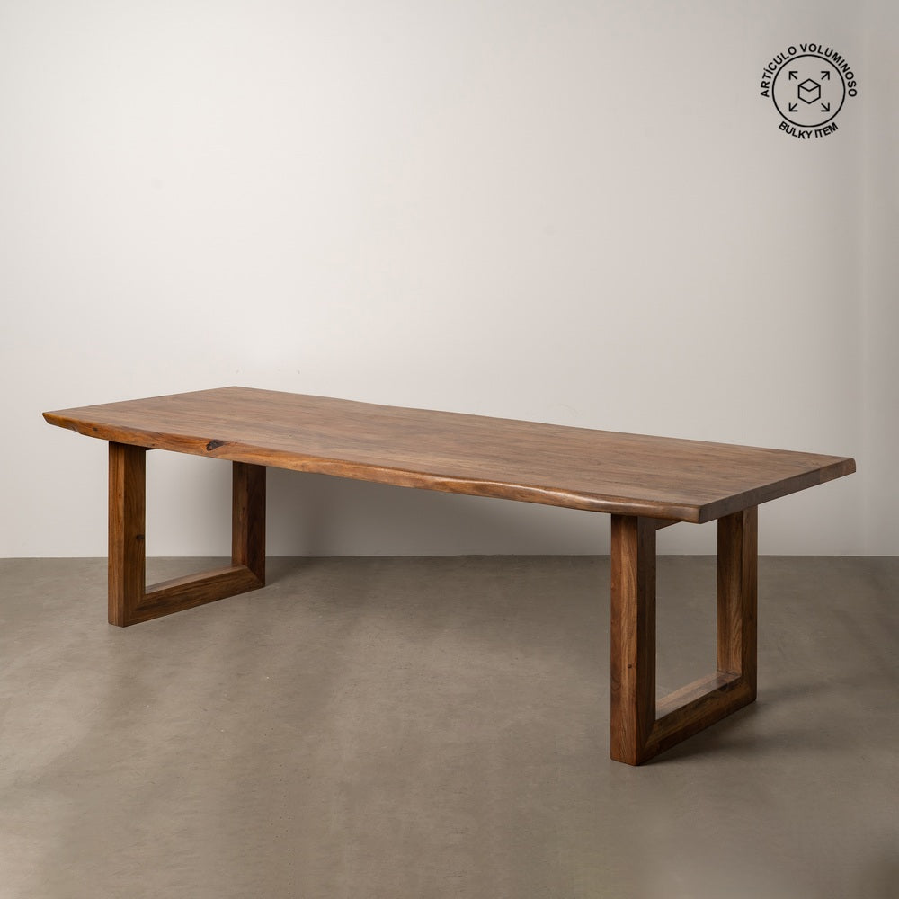 BROWN ACACIA WOOD DINING TABLE 280 X 100 X 77 CM