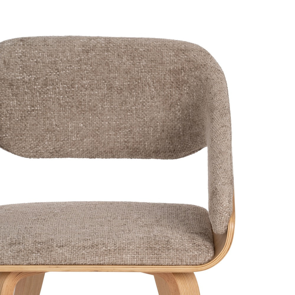 SILLA BEIGE-MARRÓN TEJIDO-MADERA 51 X 55 X 75 CM