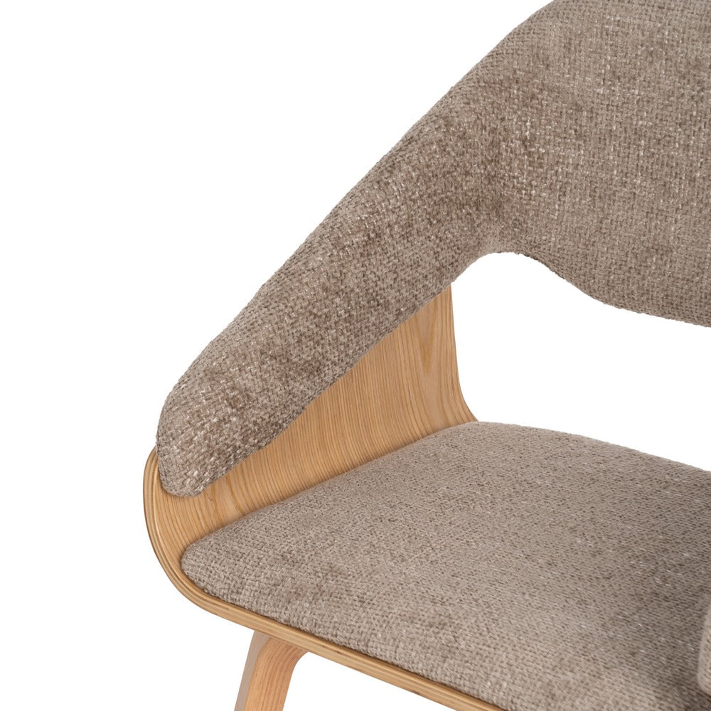 SILLA BEIGE-MARRÓN TEJIDO-MADERA 51 X 55 X 75 CM
