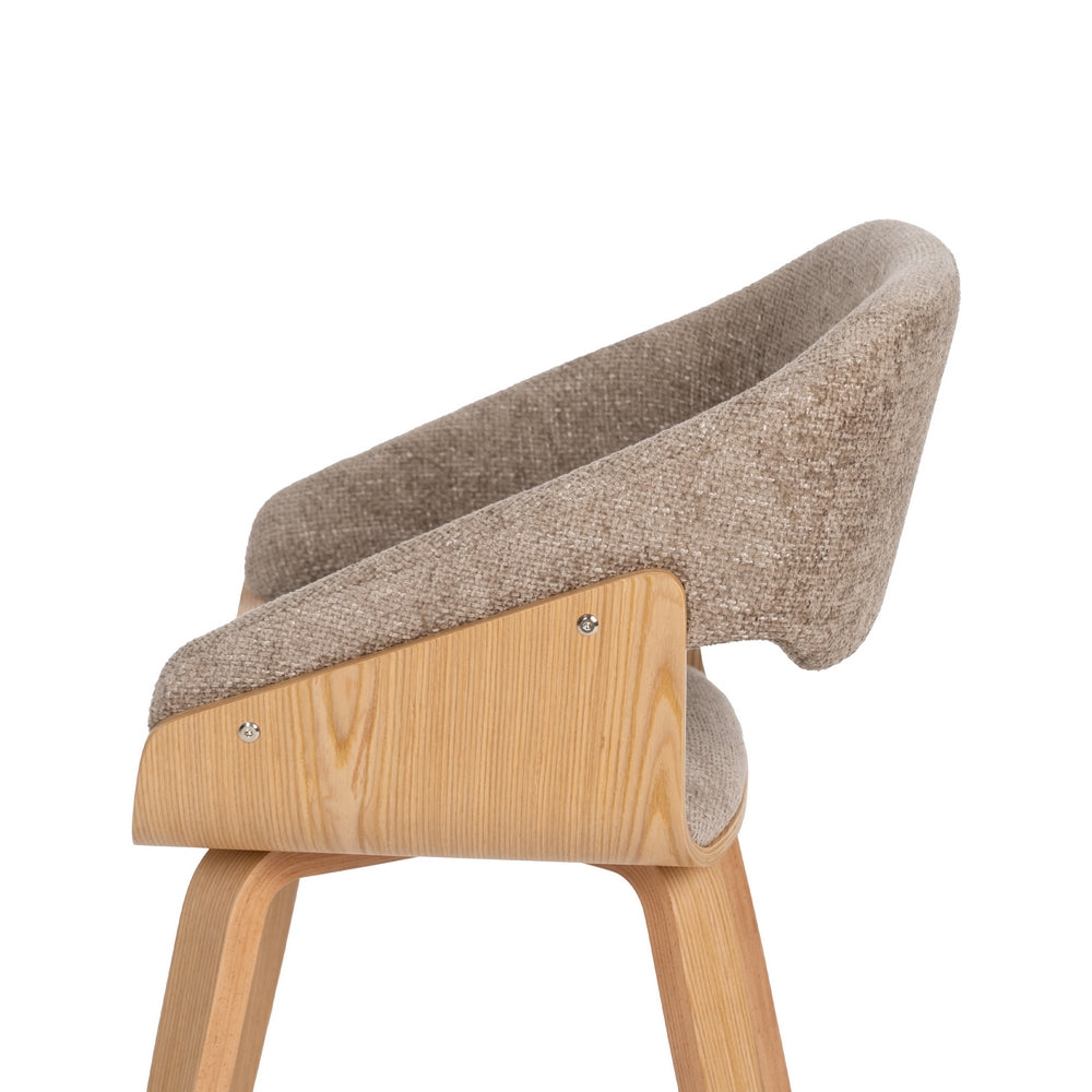SILLA BEIGE-MARRÓN TEJIDO-MADERA 51 X 55 X 75 CM