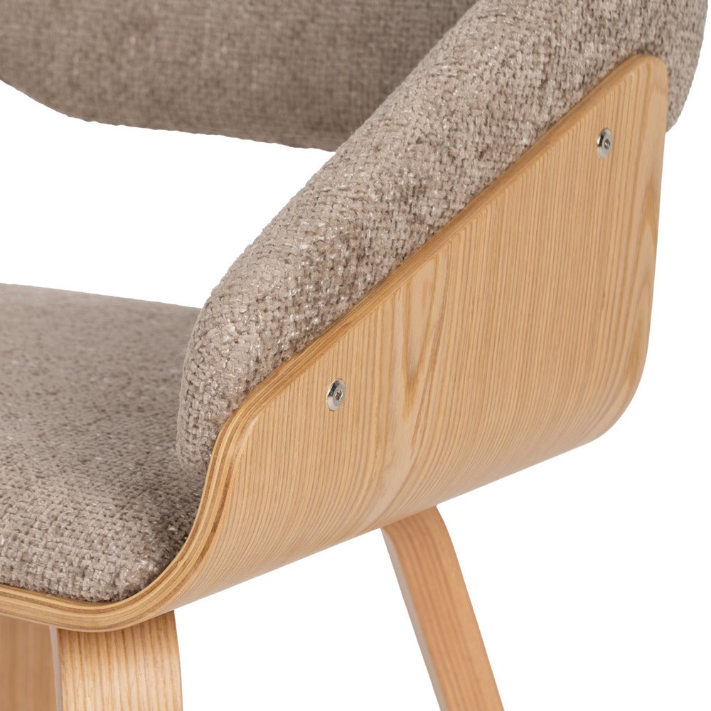 SILLA BEIGE-MARRÓN TEJIDO-MADERA 51 X 55 X 75 CM