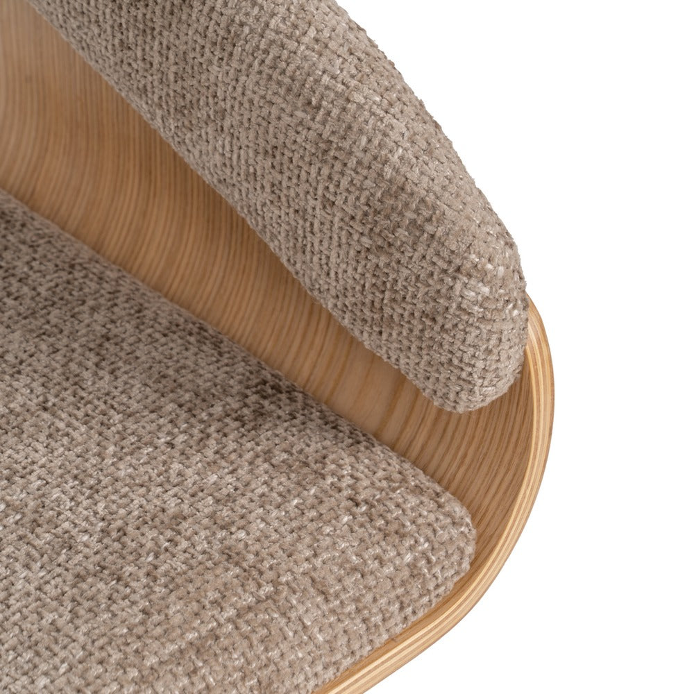 SILLA BEIGE-MARRÓN TEJIDO-MADERA 51 X 55 X 75 CM