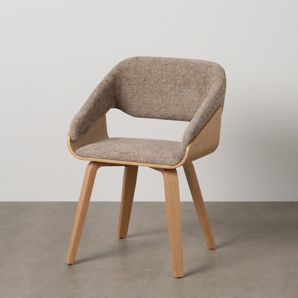 SILLA BEIGE-MARR�N TEJIDO-MADERA 51 X 55 X 75 CM