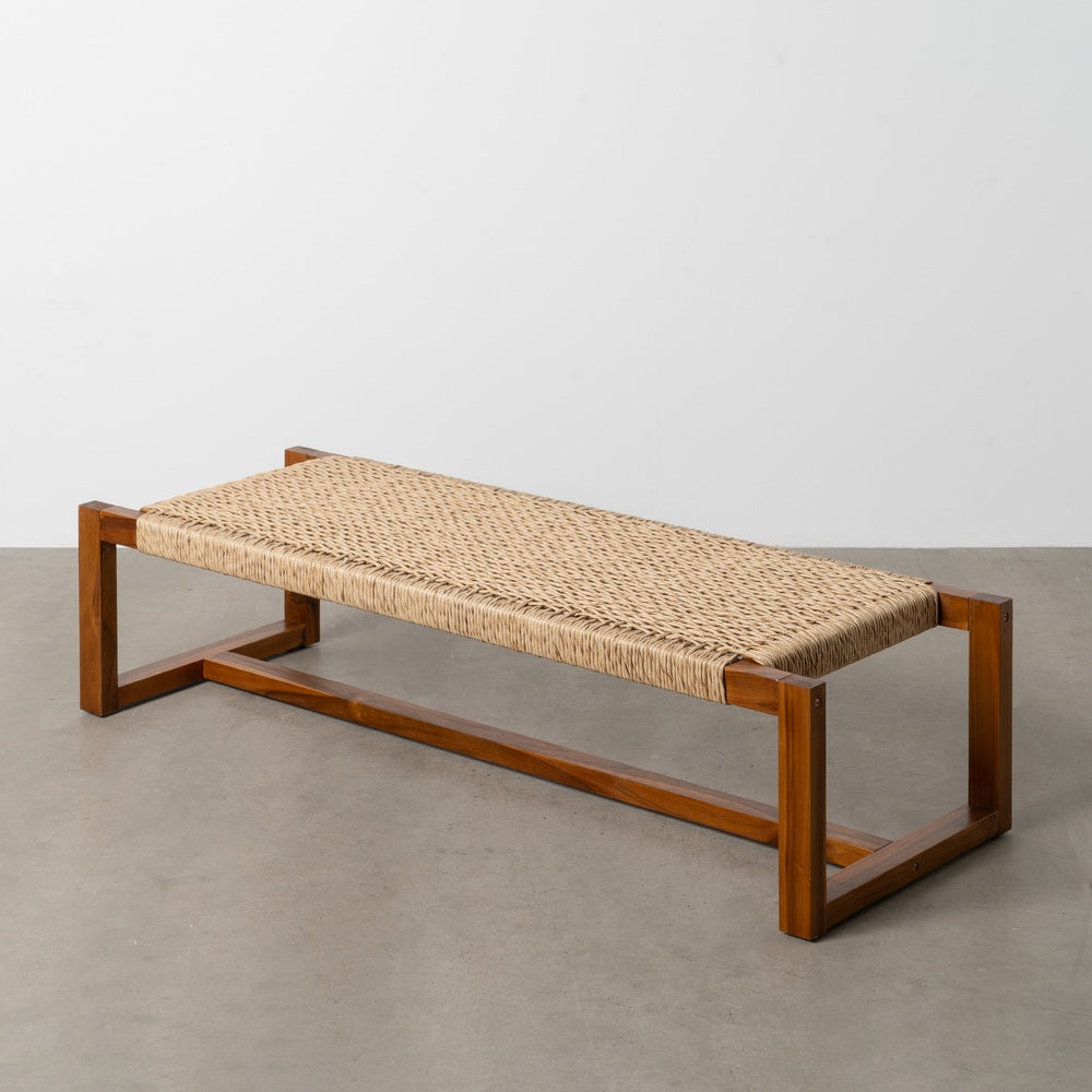NATURAL TEAK WOOD BENCH FOR LIVING ROOM 138 X 49 X 36 CM