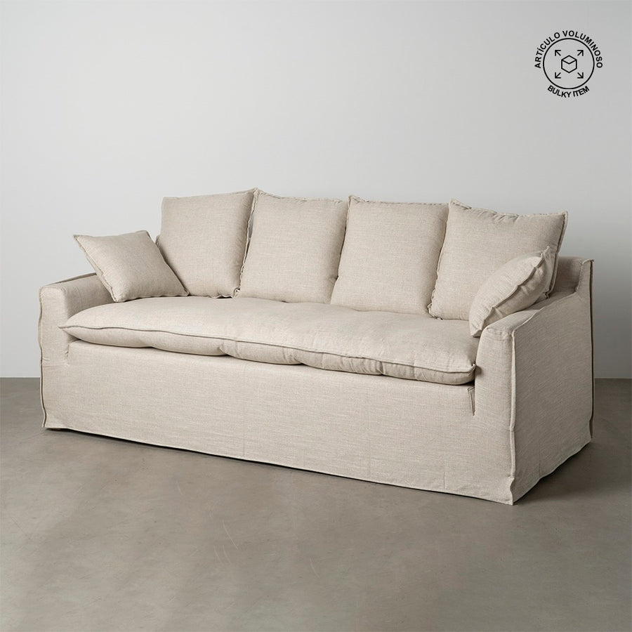 SOFÁ 4 PLAZAS NATURAL TEJIDO SALÓN 220 X 100 X 91 CM