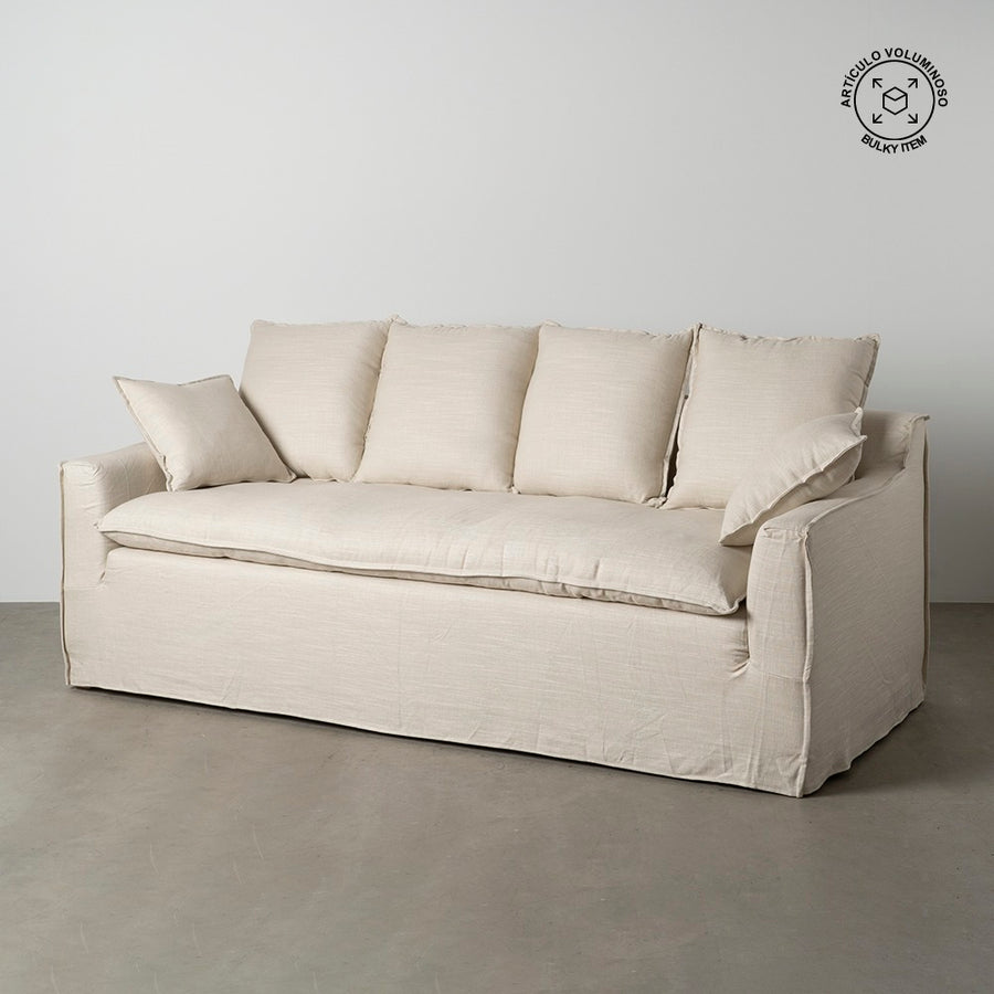 SOFÁ 4 PLAZAS CREMA TEJIDO SALÓN 220 X 100 X 91 CM
