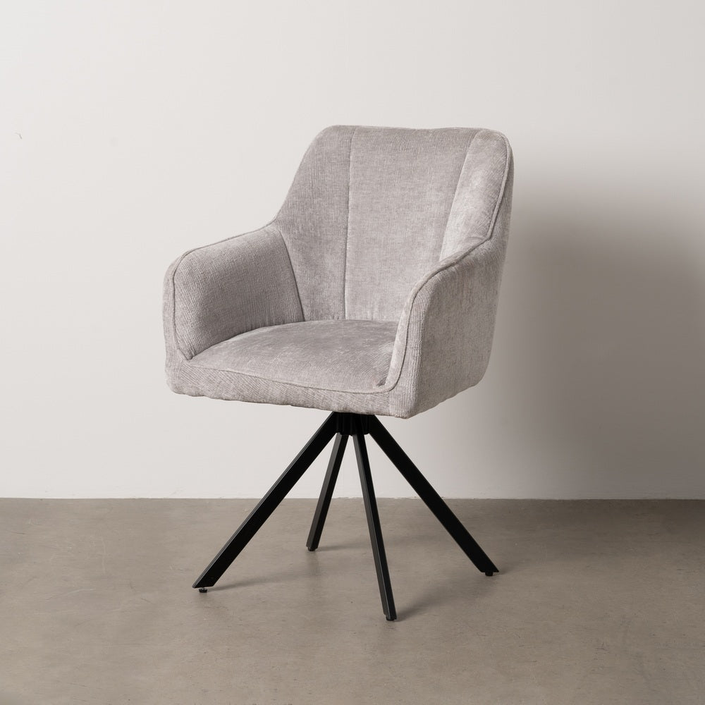SILLA BRAZOS GRIS CLARO TEJIDO-METAL 58 X 58 X 83 CM