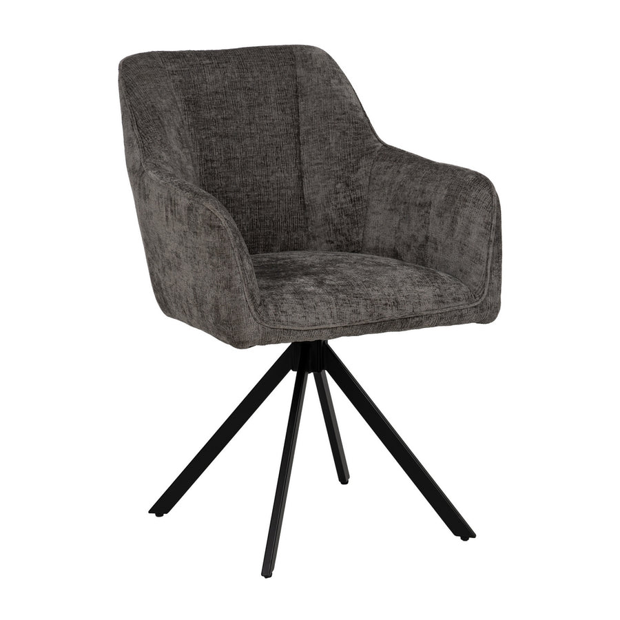 DARK GREY ARMCHAIR FABRIC-METAL 58 X 58 X 83 CM