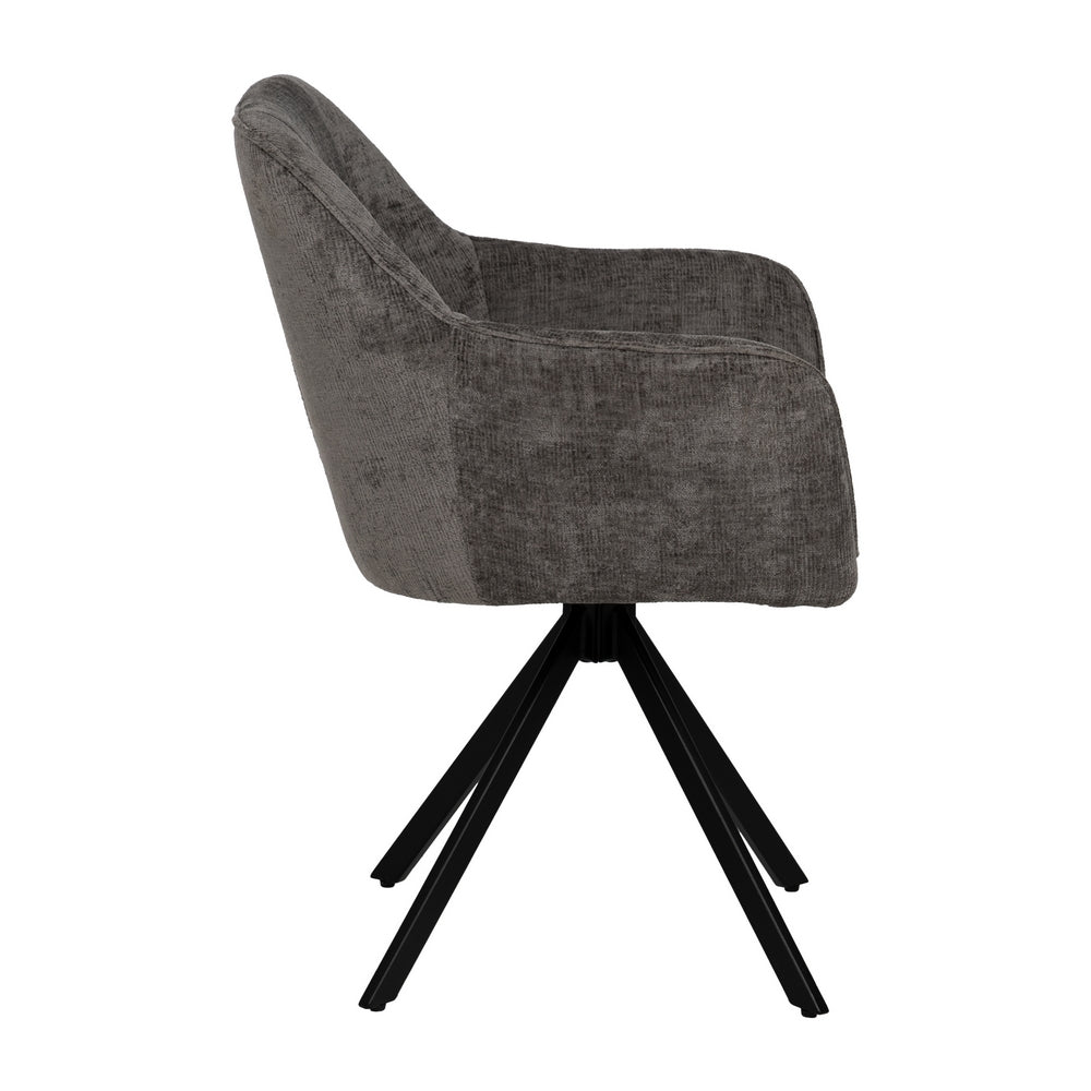 SILLA BRAZOS GRIS OSCURO TEJIDO-METAL 58 X 58 X 83 CM
