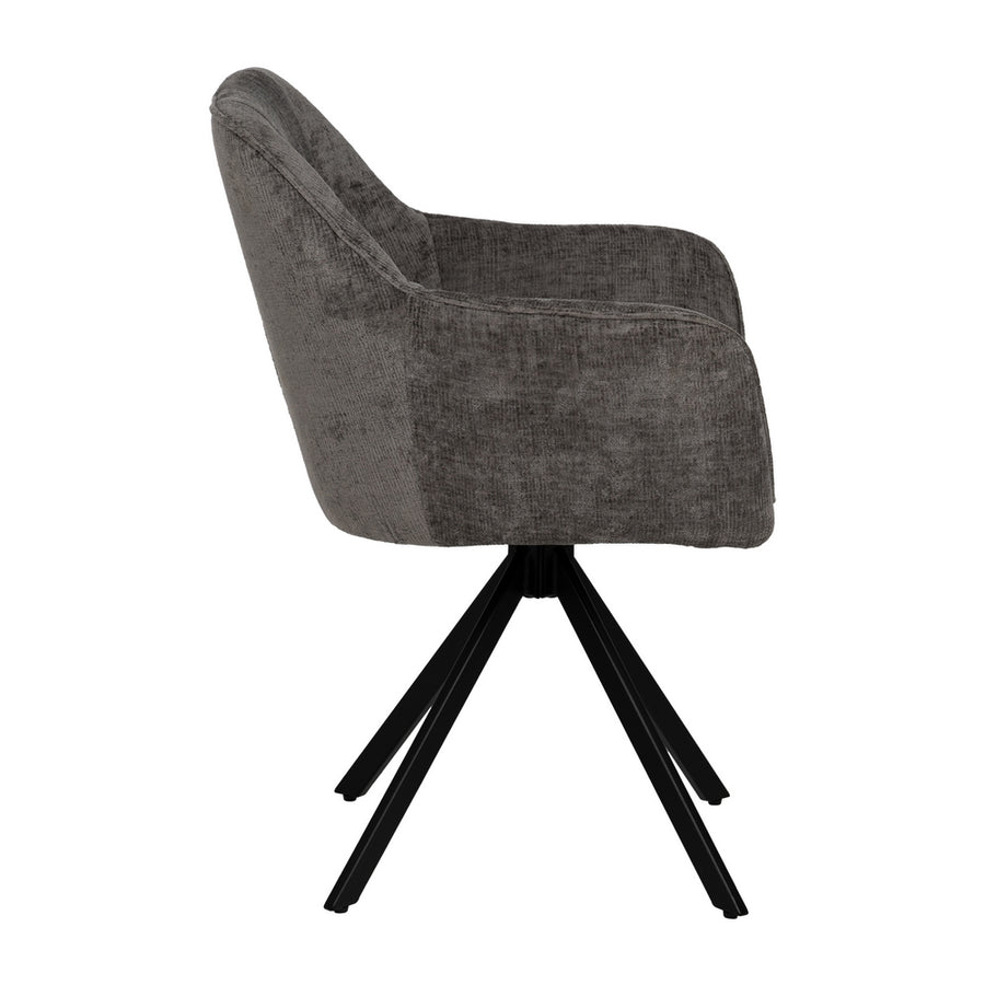 DARK GREY ARMCHAIR FABRIC-METAL 58 X 58 X 83 CM