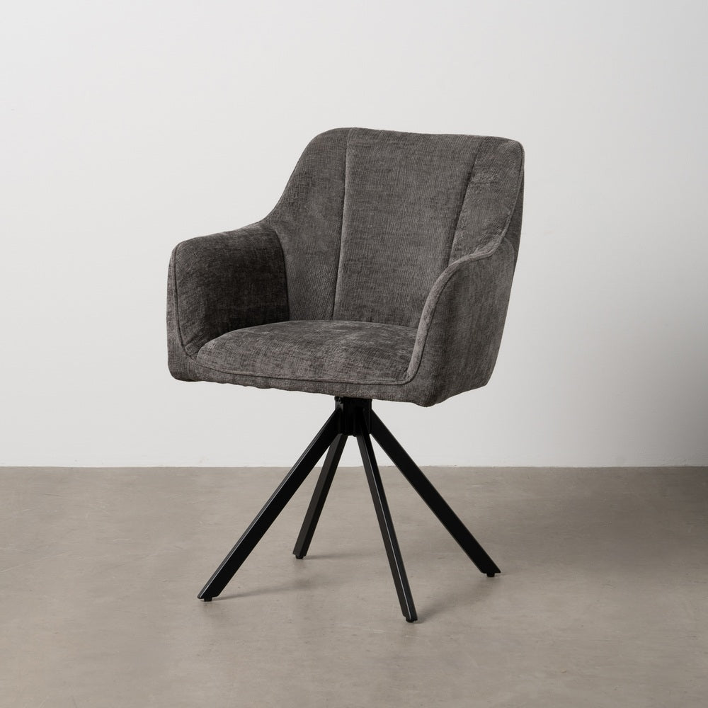 DARK GREY ARMCHAIR FABRIC-METAL 58 X 58 X 83 CM
