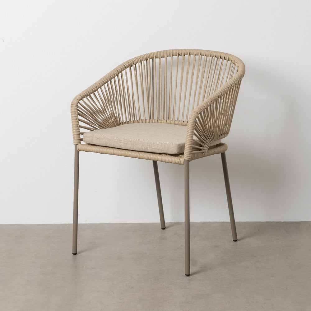 NATURAL-GREY PE-STEEL OUTDOOR CHAIR 58 X 58 X 77.50 CM