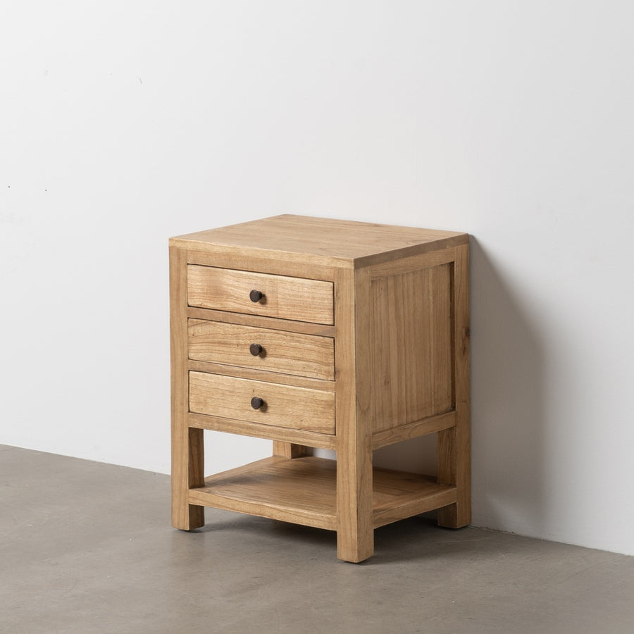 MESITA NATURAL MADERA MINDI DORMITORIO 45 X 35 X 55 CM
