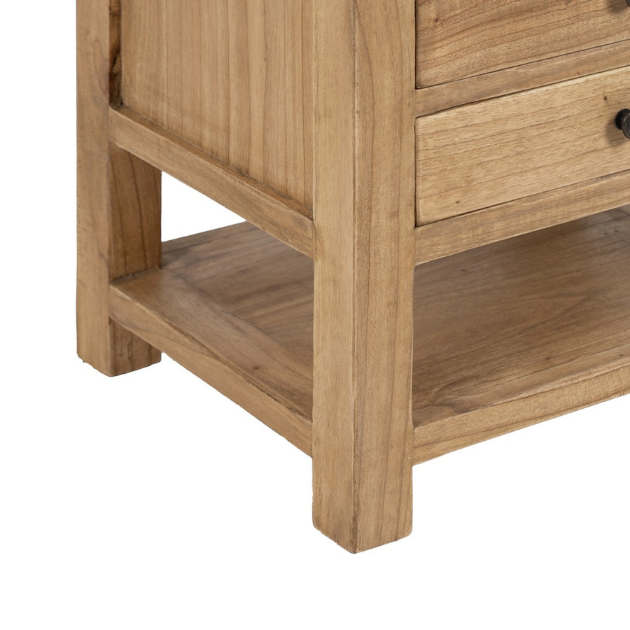 MESITA NATURAL MADERA MINDI DORMITORIO 45 X 35 X 55 CM