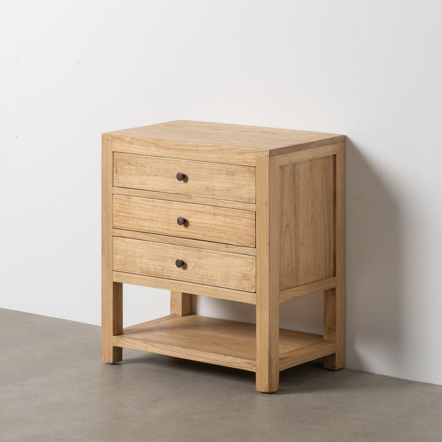 MESITA NATURAL MADERA MINDI DORMITORIO 60 X 35 X 65 CM