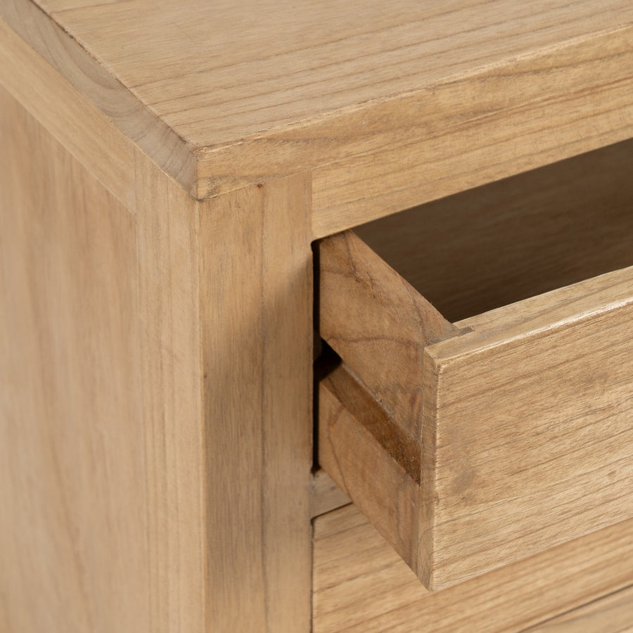 MESITA NATURAL MADERA MINDI DORMITORIO 60 X 35 X 65 CM