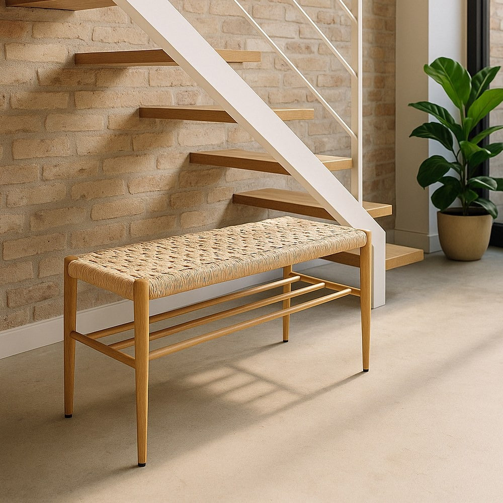 BANCO NATURAL CUERDA-METAL 100 X 35 X 46 CM