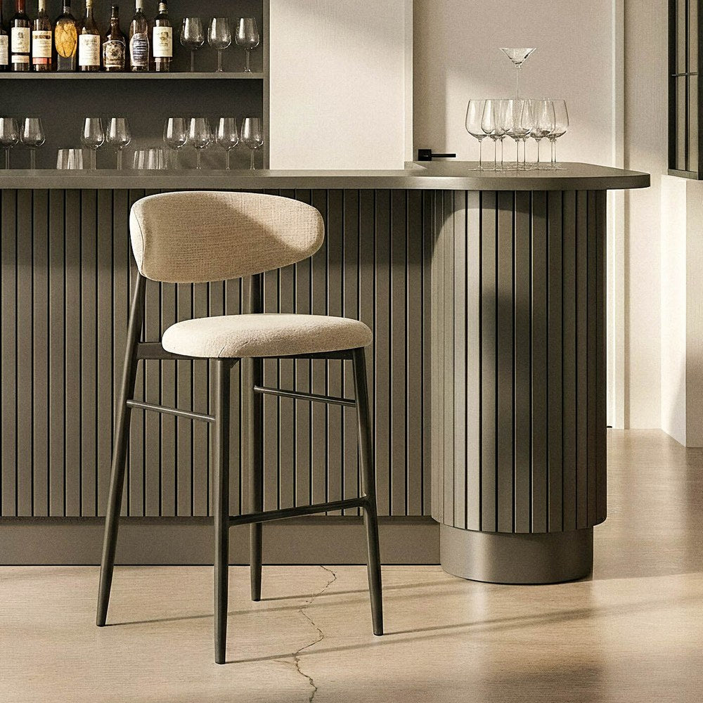 STOOL 75CM GREY FABRIC-METAL 54 X 52 X 105 CM