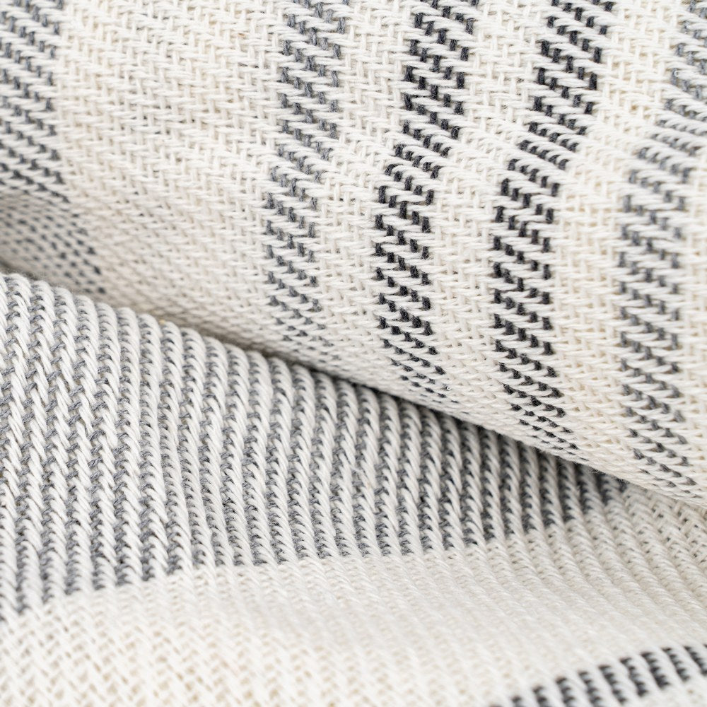 BEIGE-GREY STRIPED COTTON BEDSPREAD 200 X 260 CM