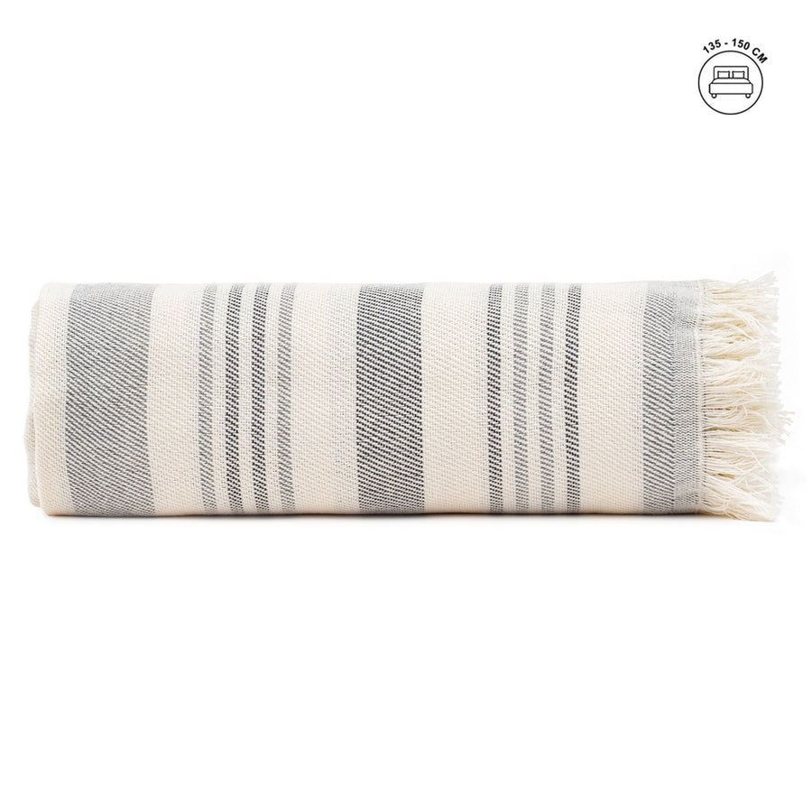 COLCHA RAYAS BEIGE-GRIS ALGODÓN 250 X 260 CM