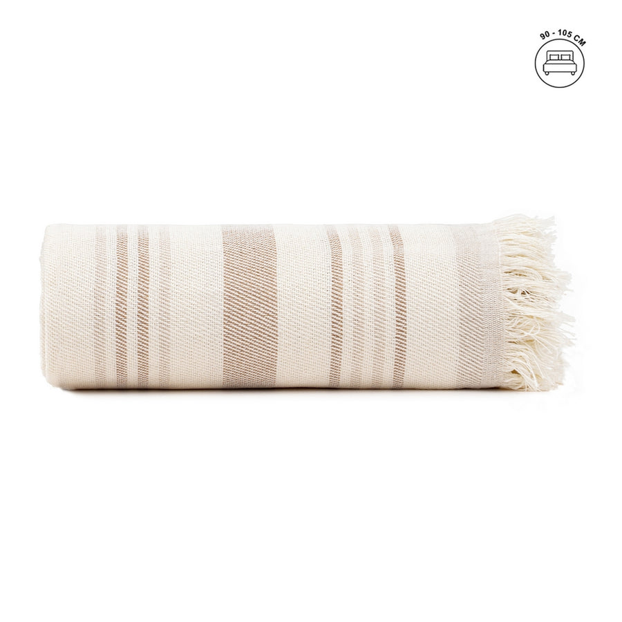 COLCHA RAYAS BEIGE-MARRÓN ALGODÓN 200 X 260 CM