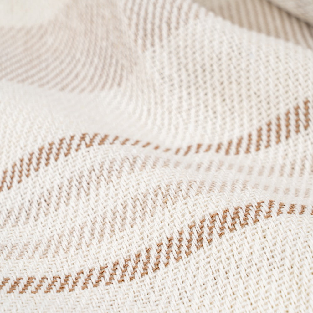 BEIGE-BROWN STRIPED COTTON BEDSPREAD 280 X 260 CM