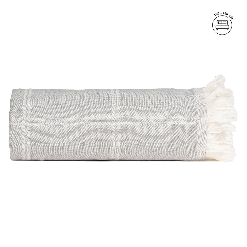 COLCHA CUADROS GRIS PERLA ALGOD�N 280 X 260 CM