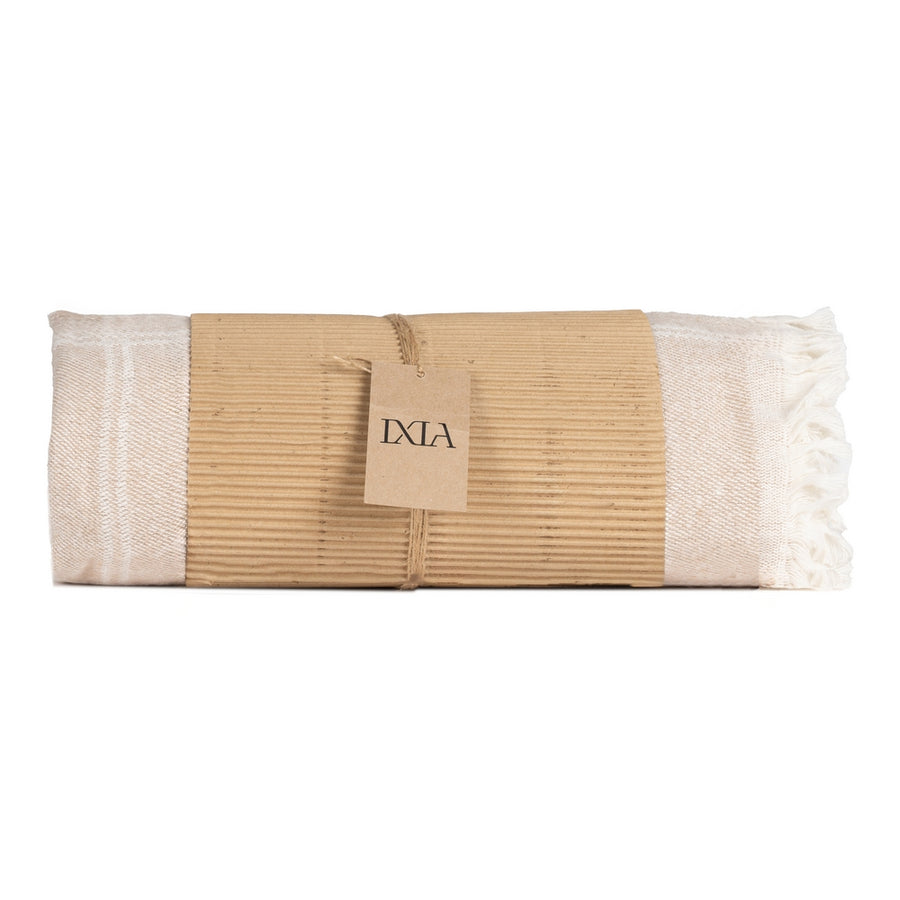 CAMEL PLAID COTTON BEDSPREAD 250 X 260 CM