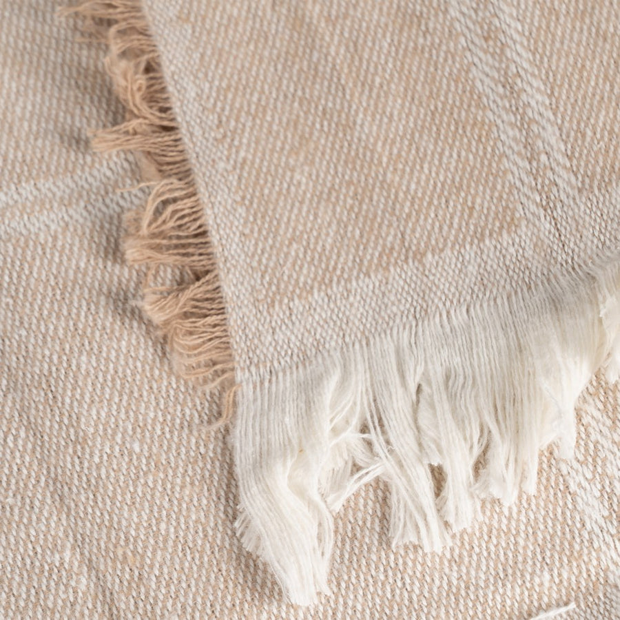 COLCHA CUADROS CAMEL ALGODÓN 280 X 260 CM