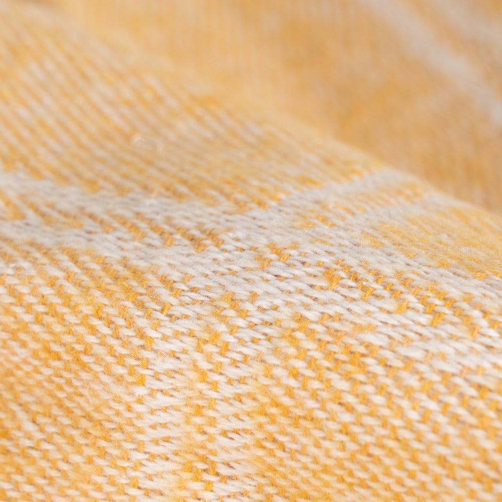 MUSTARD CHECKED COTTON BEDSPREAD 250 X 260 CM