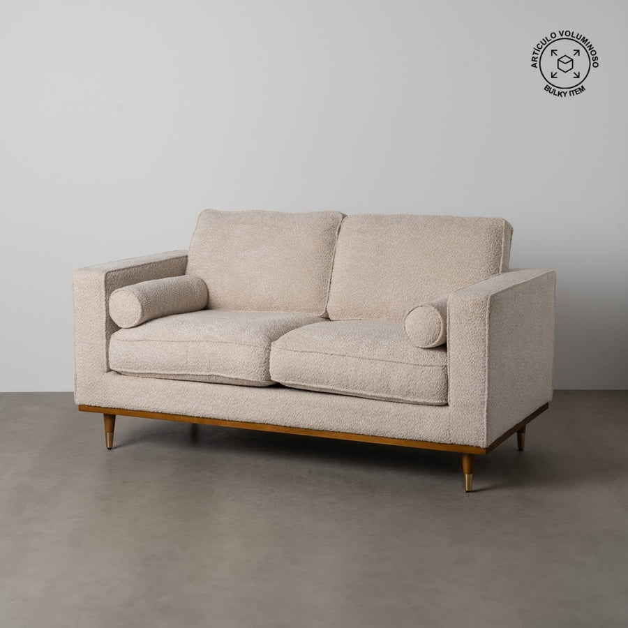 SOFÁ 2 PLAZAS BEIGE TEJIDO-MADERA 172 X 91 X 84 CM