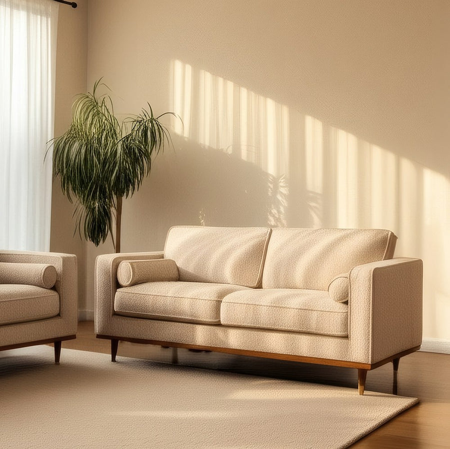 SOFÁ 2 PLAZAS BEIGE TEJIDO-MADERA 172 X 91 X 84 CM