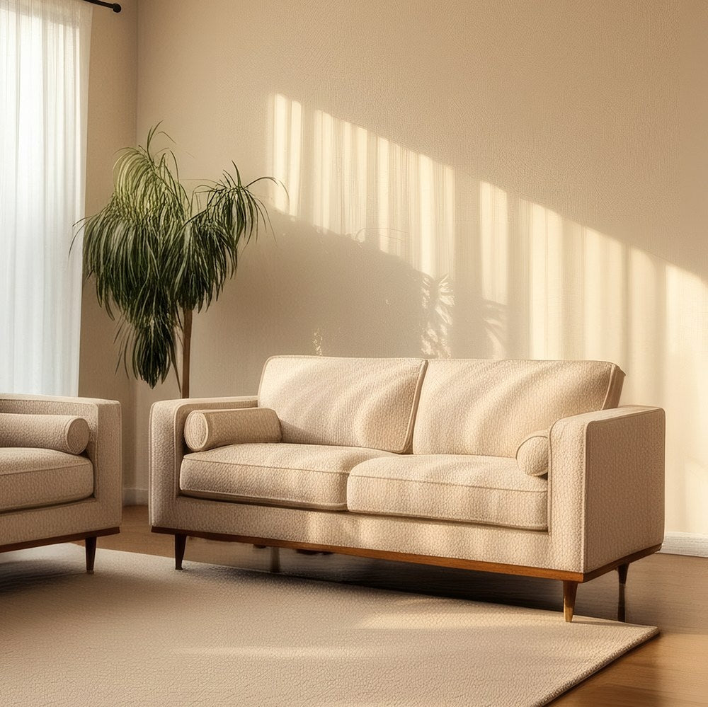 SOFÁ 2 PLAZAS BEIGE TEJIDO-MADERA 172 X 91 X 84 CM