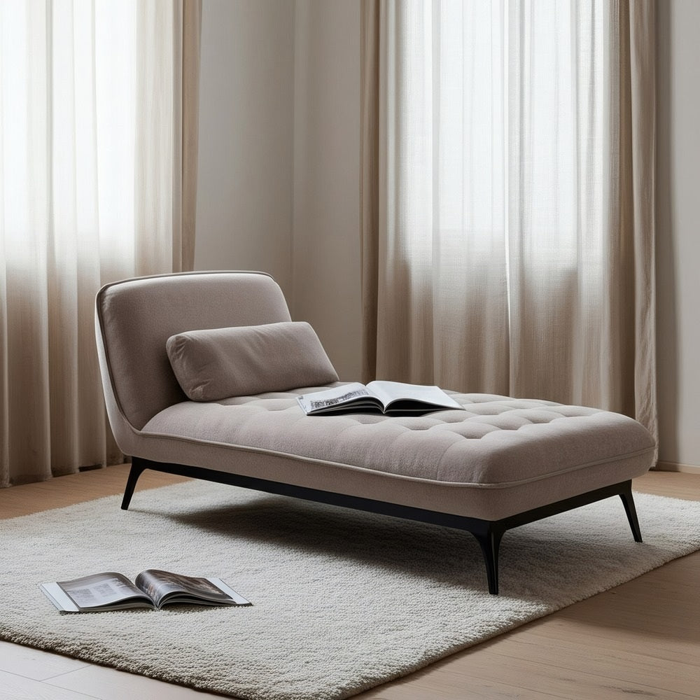 CHAISE-LOUNGER TAUPE TEJIDO-METAL 168 X 90 X 82 CM