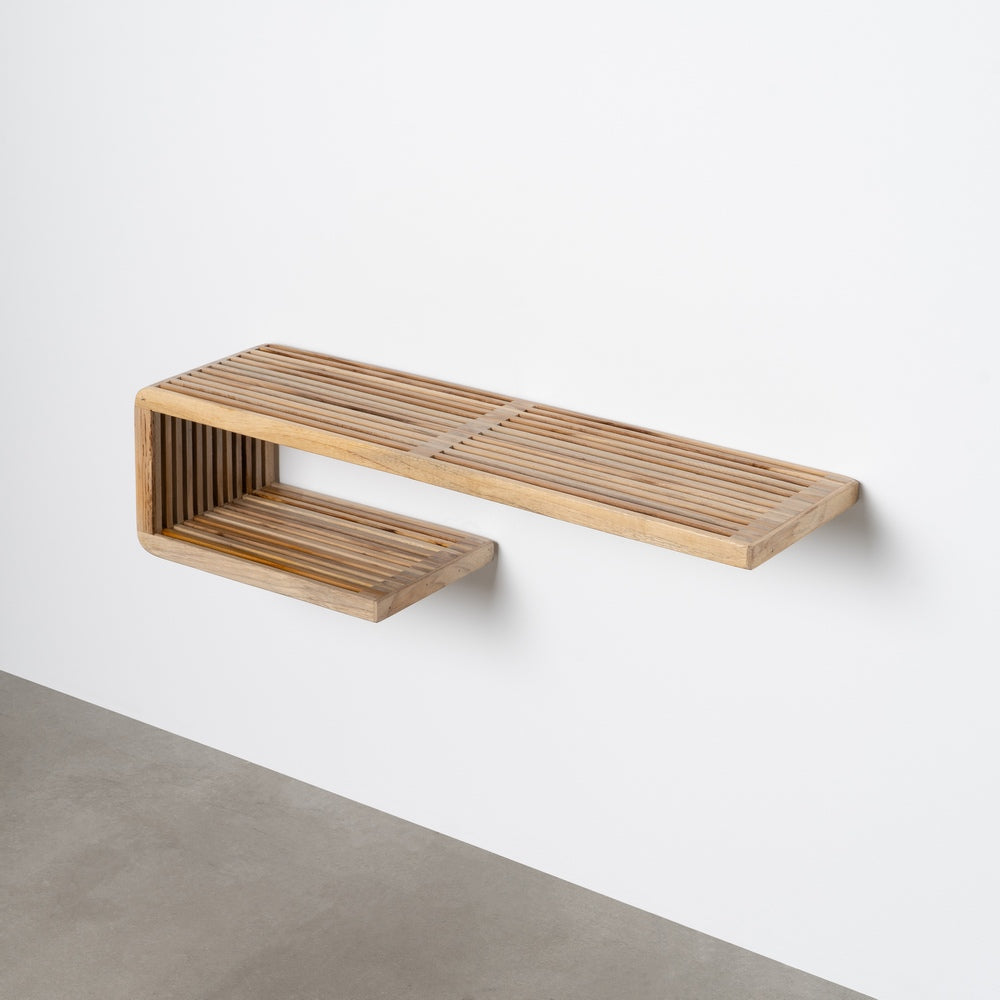 ESTANTE NATURAL MADERA DE TECA SALÓN 80 X 21 X 20 CM