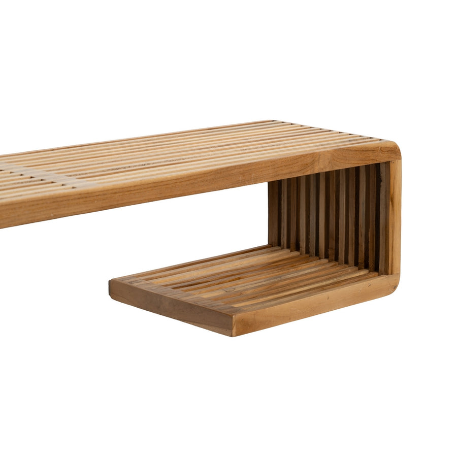 NATURAL TEAK WOOD LIVING ROOM SHELF 100 X 21 X 20 CM