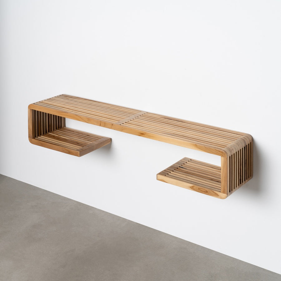 NATURAL TEAK WOOD LIVING ROOM SHELF 100 X 21 X 20 CM