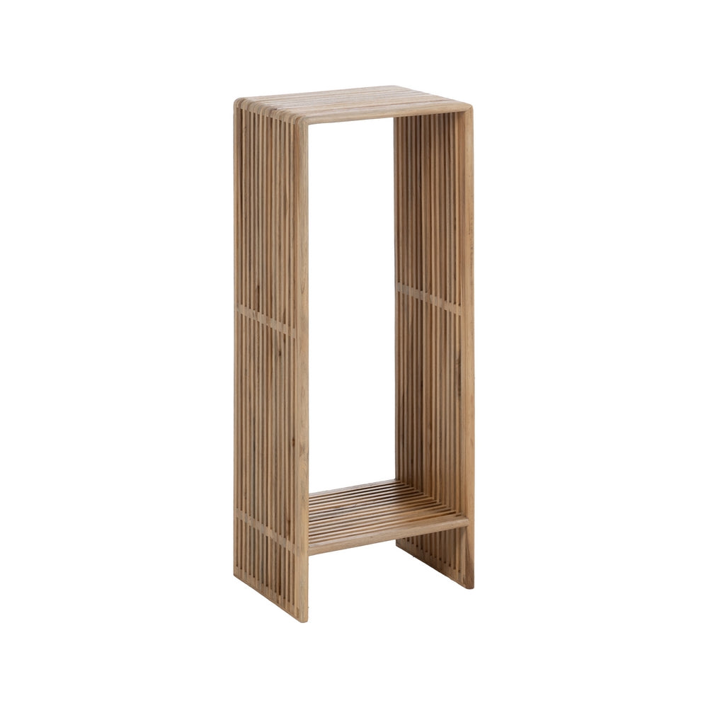 SET OF 2 NATURAL TEAK WOOD PEDESTALS LIVING ROOM 33 X 27 X 86 CM