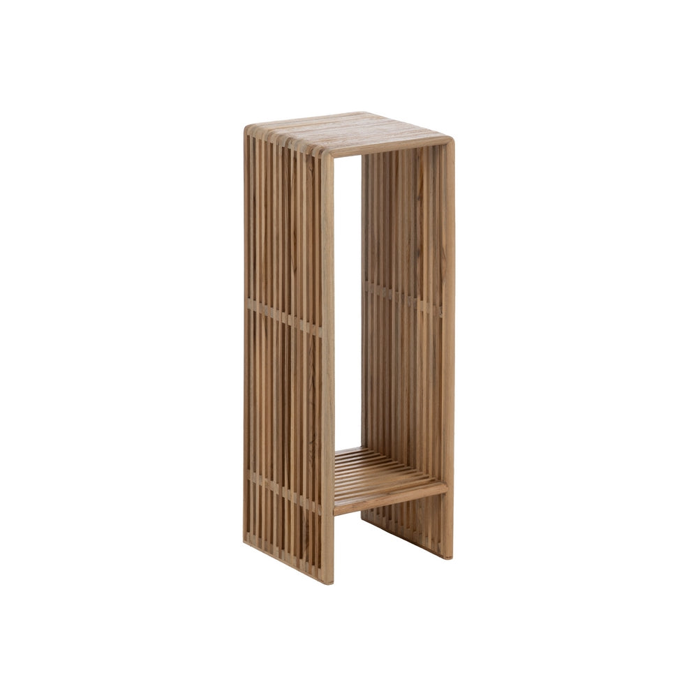 SET OF 2 NATURAL TEAK WOOD PEDESTALS LIVING ROOM 33 X 27 X 86 CM