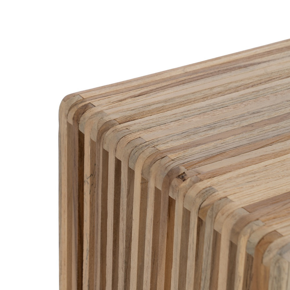 SET OF 2 NATURAL TEAK WOOD PEDESTALS LIVING ROOM 33 X 27 X 86 CM