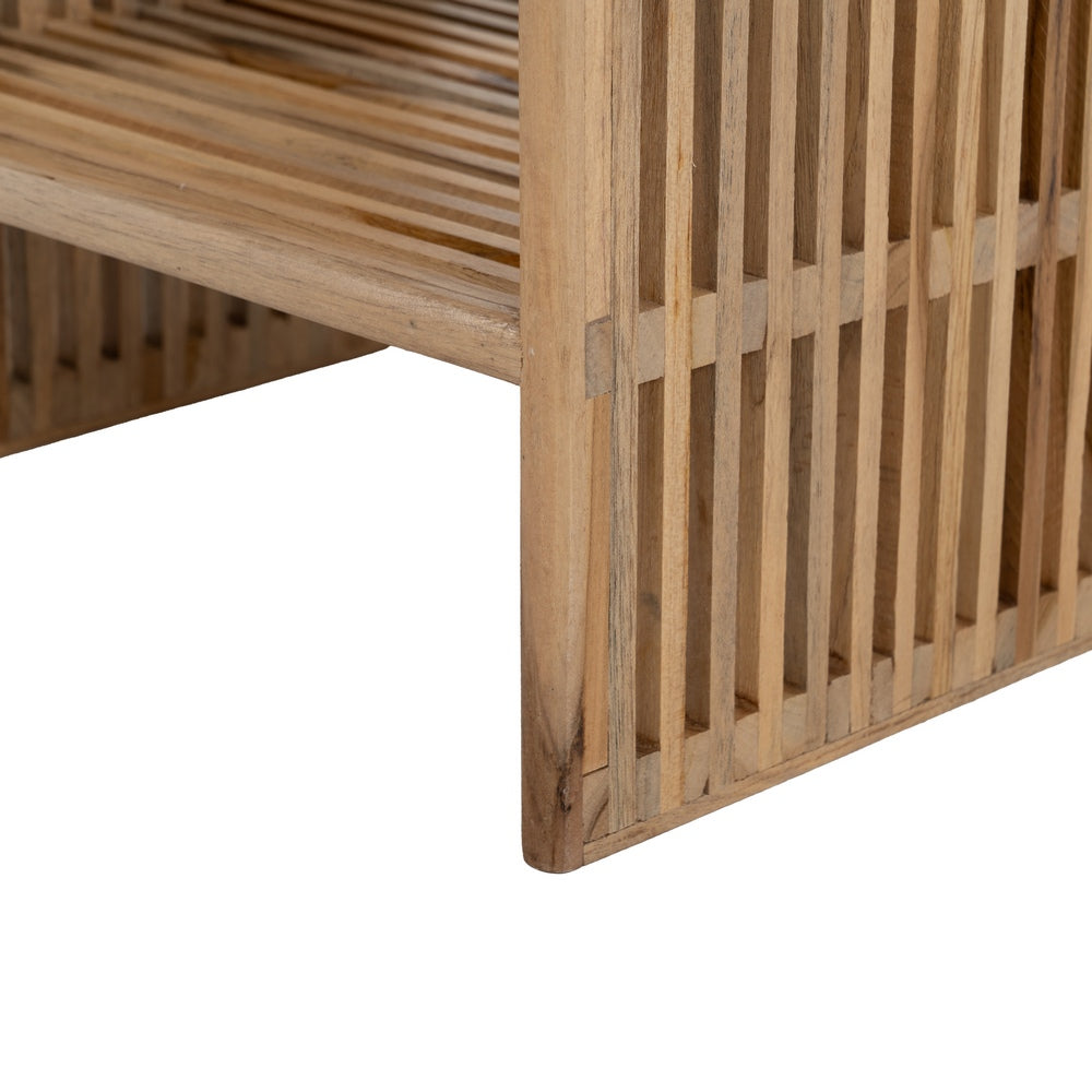 SET OF 2 NATURAL TEAK WOOD PEDESTALS LIVING ROOM 33 X 27 X 86 CM