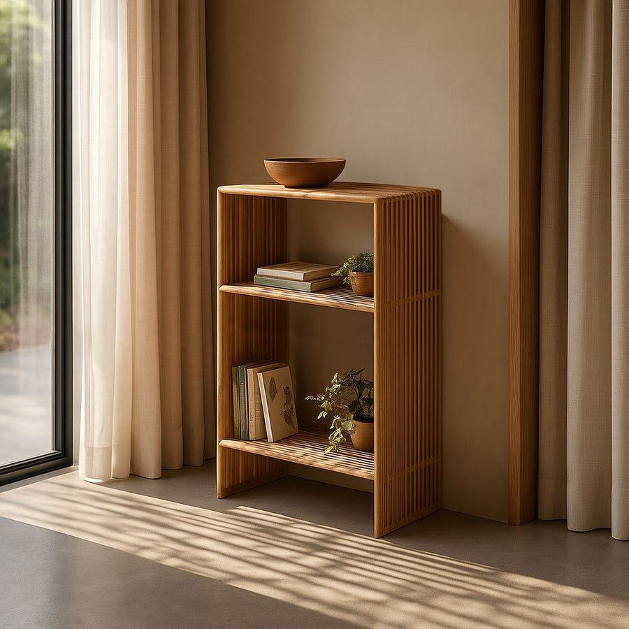 MUEBLE AUXILIAR NATURAL MADERA DE TECA 55 X 30 X 86 CM