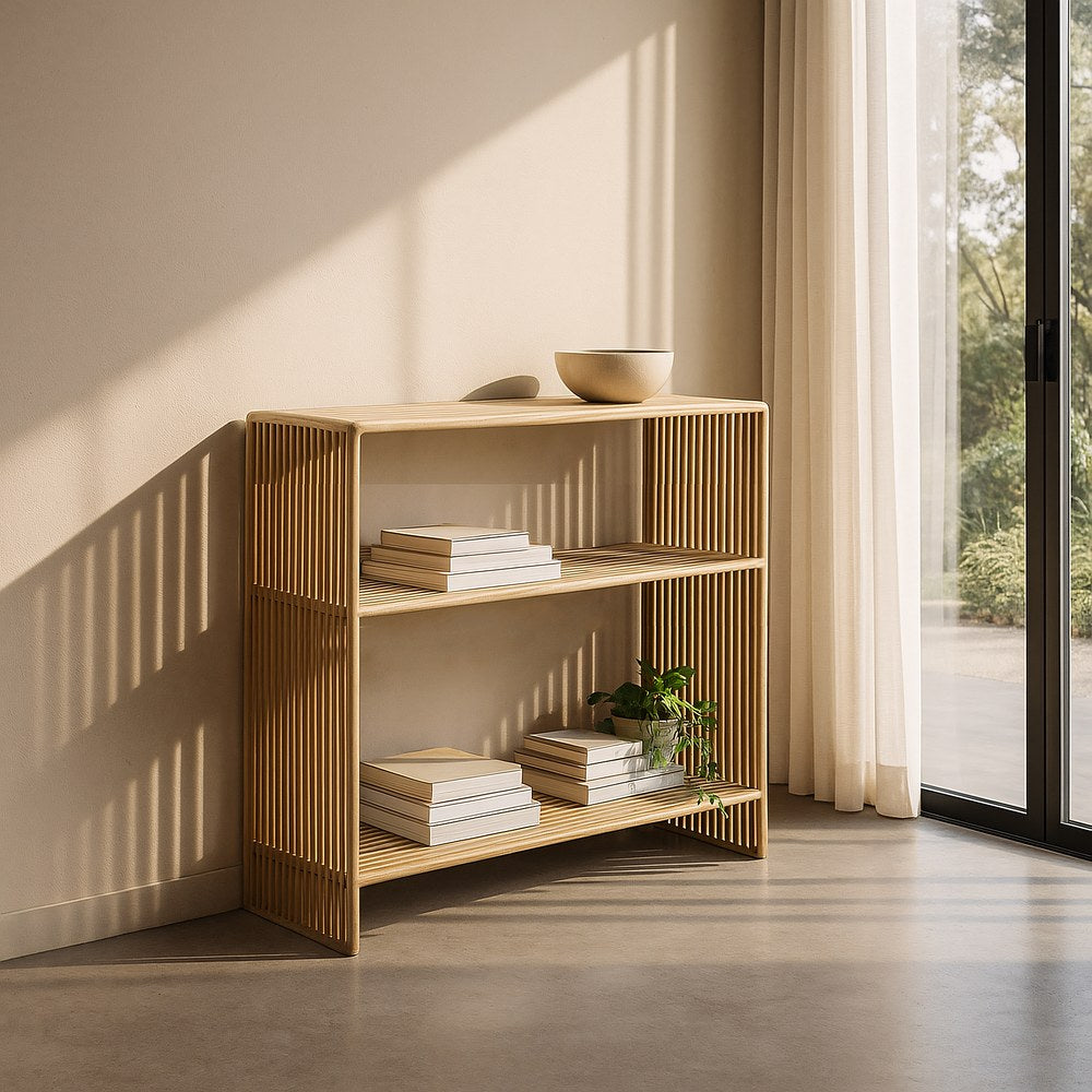 CONSOLA NATURAL MADERA DE TECA ENTRADA 85 X 30 X 85 CM